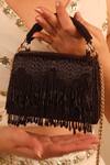 Buy_Forever Noor_Black Beads, Tassels Glory Nalki Velvet Box Bag _at_Aza_Fashions