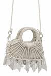Forever Noor_Silver Rhinestones, Tassels Lumi Studded Knotted Mini Bag _Online_at_Aza_Fashions