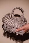 Shop_Forever Noor_Silver Rhinestones, Tassels Lumi Studded Knotted Mini Bag _at_Aza_Fashions