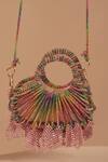 Buy_Forever Noor_Multi Color Rhinestones, Fringe Lumi Knot Macrame Mini Bag _at_Aza_Fashions