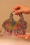 Shop_Forever Noor_Multi Color Rhinestones, Fringe Lumi Knot Macrame Mini Bag _at_Aza_Fashions
