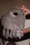 Buy_Forever Noor_Silver Rhinestones, Tassels Lumi Macrame Knot Mini Bag _at_Aza_Fashions