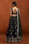 Lashkaraa_Green Velvet Embroidery, Sequins, Zari, Stones Sweetheart Neck Lehenga Set _Online_at_Aza_Fashions