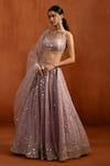Shop_Lashkaraa_Lilac Satin Sequins, Embroidery, Mirrors, Beads, Zari Sweetheart Lehenga Set _Online_at_Aza_Fashions