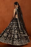 Shop_Lashkaraa_Black Velvet, Satin, Net Embroidery, Sequins, Zari, Mirrors, Lehenga Set _Online_at_Aza_Fashions