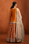 Lashkaraa_Orange Silk, Net Embroidery, Sequins, Zari, Stones, Metallic Lehenga Kurta Set _Online_at_Aza_Fashions