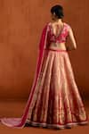 Lashkaraa_Pink Brocade Zari, Embroidery, Sequins, Tassels, Beads Woven Lehenga Blouse Set _Online_at_Aza_Fashions