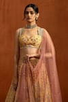 Buy_Lashkaraa_Yellow Viscose, Silk Embroidery, Sequins, Zari, Stones Floral Lehenga Set _Online_at_Aza_Fashions