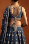 Buy_Lashkaraa_Blue Chiffon Sequins, Embroidery, Metallic Thread, Beads Lehenga Blouse Set _Online_at_Aza_Fashions