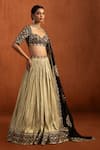 Buy_Lashkaraa_Gold Lampi, Silk Zari, Sequins, Embroidery Sweetheart Neck Lehenga Blouse Set _Online_at_Aza_Fashions