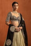 Shop_Lashkaraa_Gold Lampi, Silk Zari, Sequins, Embroidery Sweetheart Neck Lehenga Blouse Set _Online_at_Aza_Fashions