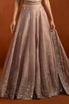 Shop_Lashkaraa_Mauve Satin Embroidery, Metallic Thread, Sequins, Zari Butti Work Lehenga Set _Online_at_Aza_Fashions