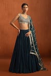 Buy Lashkaraa Green Crepe, Silk Sequins, Zari, Embroidery Sweetheart Neck Pleated Lehenga Set at Aza Fashions Buy_Lashkaraa_Green Crepe, Silk Sequins, Zari, Embroidery Sweetheart Neck Pleated Lehenga Set _at_Aza_Fashions