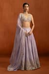 Buy_Lashkaraa_Lilac Tissue Embroidery, Sequins, Stones, Beads, Metallic Lehenga Blouse Set _at_Aza_Fashions
