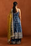 Lashkaraa_Blue Velvet Sequins, Stones, Embroidery Scoop Neck Anarkali Set _Online_at_Aza_Fashions
