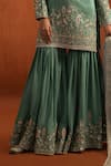 Shop_Lashkaraa_Green Viscose, Silk Embroidery, Metallic Thread, Sequins, Gota Kurta Gharara Set _Online_at_Aza_Fashions