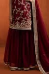 Buy_Lashkaraa_Red Silk Embroidery, Metallic Thread, Sequins, Gota Sleeveless Kurta Gharara Set _Online_at_Aza_Fashions