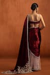 Lashkaraa_Red Viscose, Velvet Sequins, Beads, Embroidery, Pre-draped Saree And Blouse Set _Online_at_Aza_Fashions