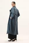 Buy_Kharakapas_Blue Corduroy Deep Tide Trench Coat _Online_at_Aza_Fashions