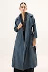 Buy_Kharakapas_Blue Corduroy Deep Tide Trench Coat 