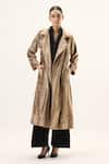 Buy_Kharakapas_Gold Velvet Glint Trench Coat _at_Aza_Fashions