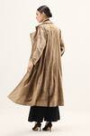 Shop_Kharakapas_Gold Velvet Glint Trench Coat _at_Aza_Fashions