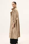 Kharakapas_Gold Velvet Glint Trench Coat _at_Aza_Fashions