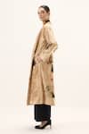 Buy_Kharakapas_Gold Velvet Abstract Pattern Trench Coat _Online_at_Aza_Fashions