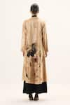 Shop_Kharakapas_Gold Velvet Abstract Pattern Trench Coat _at_Aza_Fashions