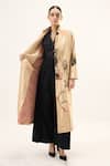 Buy_Kharakapas_Gold Velvet Abstract Pattern Trench Coat 
