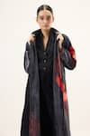 Buy_Kharakapas_Black Velvet Ink Rose Trench Coat _Online_at_Aza_Fashions