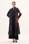 Buy_Kharakapas_Black Velvet Ink Rose Trench Coat _at_Aza_Fashions