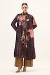 Buy_Kharakapas_Purple Velvet Fig Trench Coat _at_Aza_Fashions