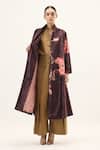 Kharakapas_Purple Velvet Fig Trench Coat _Online_at_Aza_Fashions