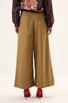 Buy_Kharakapas_Brown Twill Sandfall Pleated Pant _Online_at_Aza_Fashions
