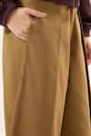 Shop_Kharakapas_Brown Twill Sandfall Pleated Pant _Online_at_Aza_Fashions