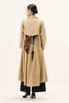 Shop_Kharakapas_Brown Oxford, Muslin Bare Earth Trench Coat _at_Aza_Fashions