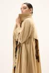 Kharakapas_Brown Oxford, Muslin Bare Earth Trench Coat _at_Aza_Fashions