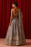 Lashkaraa_Grey Tissue Embroidery, Sequins, Zari Sweetheart Neck Lehenga Set _Online_at_Aza_Fashions