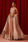 Buy Lashkaraa Blush Silk, Shantoon Zari, Sequins, Embroidery, Stones Halter Neck, Lehenga Set Online at Aza Fashions Buy_Lashkaraa_Blush Silk, Shantoon Zari, Sequins, Embroidery, Stones Halter Neck, Lehenga Set _Online_at_Aza_Fashions