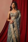 Buy_Lashkaraa_Blue Tissue, Shantoon Sequins, Zari, Embroidery Sweetheart Saree With Blouse _Online_at_Aza_Fashions