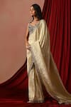 Buy_Lashkaraa_Cream Brocade, Velvet, Shantoon Sequins, Zari, Embroidery Saree With Blouse _Online_at_Aza_Fashions