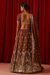 Lashkaraa_Brown Tissue Sequins, Zari, Embroidery Square Neck Lehenga Set _Online_at_Aza_Fashions