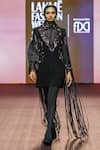 Buy_Pankaj & Nidhi_Black Tulle, Crepe, Silk Organza Araquis Stellar Tide Jacket With Shirt _at_Aza_Fashions