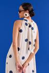 Shop_Zazu_Blue Modal, Satin Halter Neck Polka Dot Maxi Dress _Online_at_Aza_Fashions