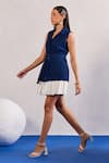 Zazu_Blue Denim Buckles Collared Sleeveless Dress With Belt _Online_at_Aza_Fashions