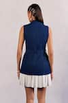 Shop_Zazu_Blue Denim Buckles Collared Sleeveless Dress With Belt _at_Aza_Fashions