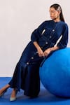 Shop_Zazu_Blue Denim Mandarin Collar Maxi Dress With Belt _Online_at_Aza_Fashions