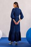 Shop_Zazu_Blue Denim Mandarin Collar Maxi Dress With Belt _at_Aza_Fashions
