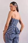Buy_Zazu_Blue Cotton Bandeau Neck Striped Peplum Top And Pant Set _Online_at_Aza_Fashions
